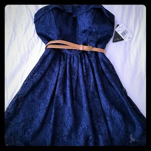 City Triangles Navy Blue full lace party dress